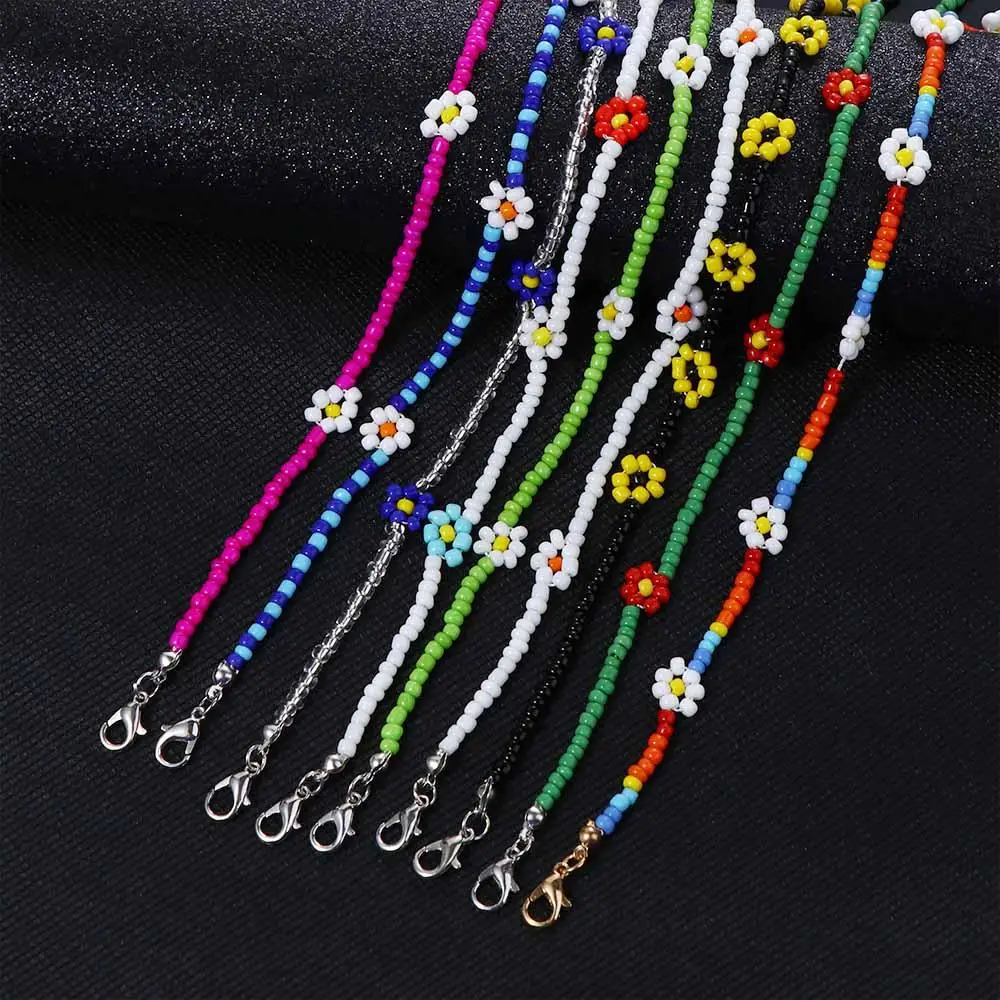 Koreanische handgefertigte Damen-Urlaubs-Halskette, hübsches Schmuckgeschenk, Schlüsselbein-Halskette, Blumen-Perlenkette, Boho-Choker, Damen-Halskette – Detail 2