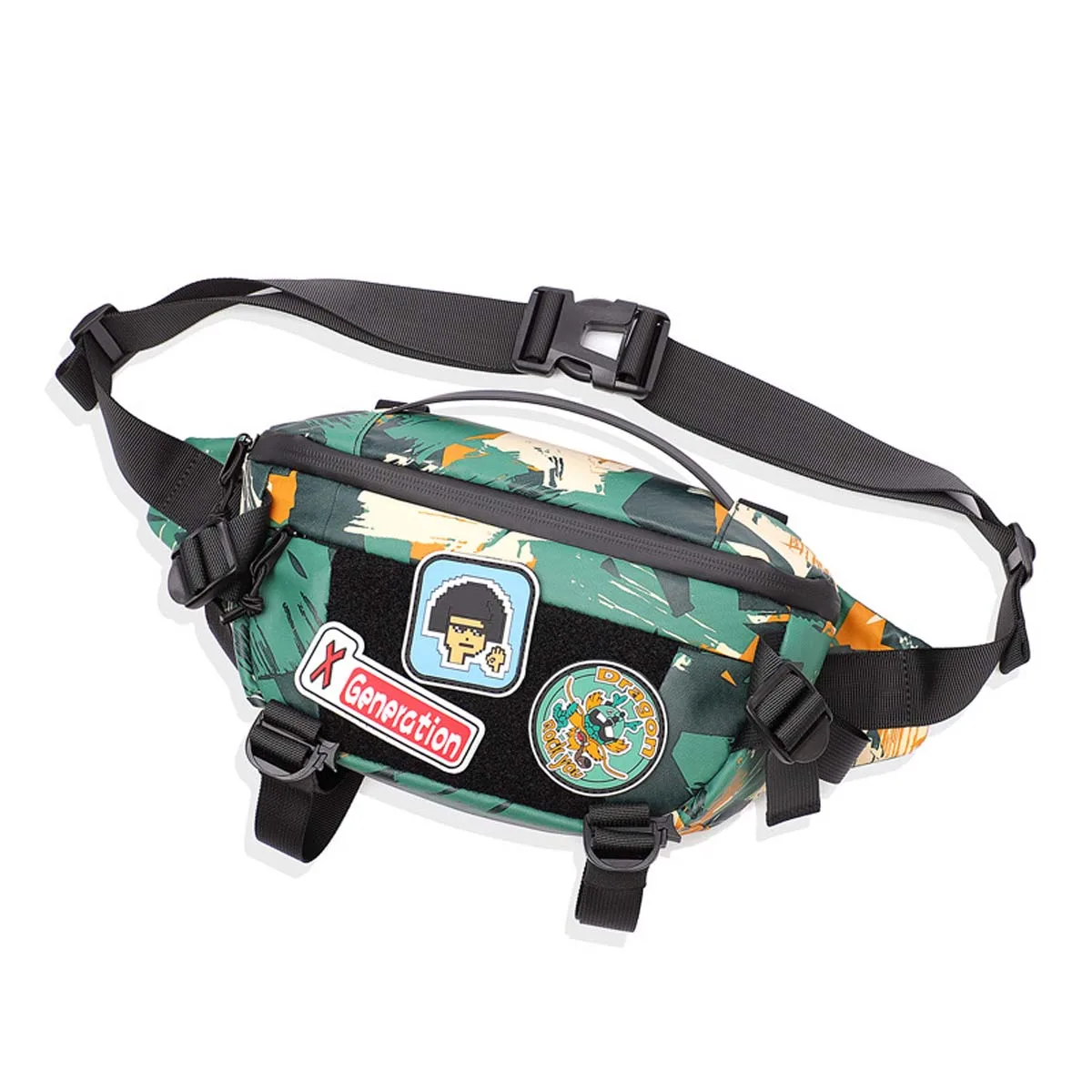 Modne nowe saszetka biodrowa męskie hurtowe torba na klatkę piersiowa kolarstwo na świeżym powietrzu wzór kamuflażu torba crossbody o dużej pojemności może być hurtowa