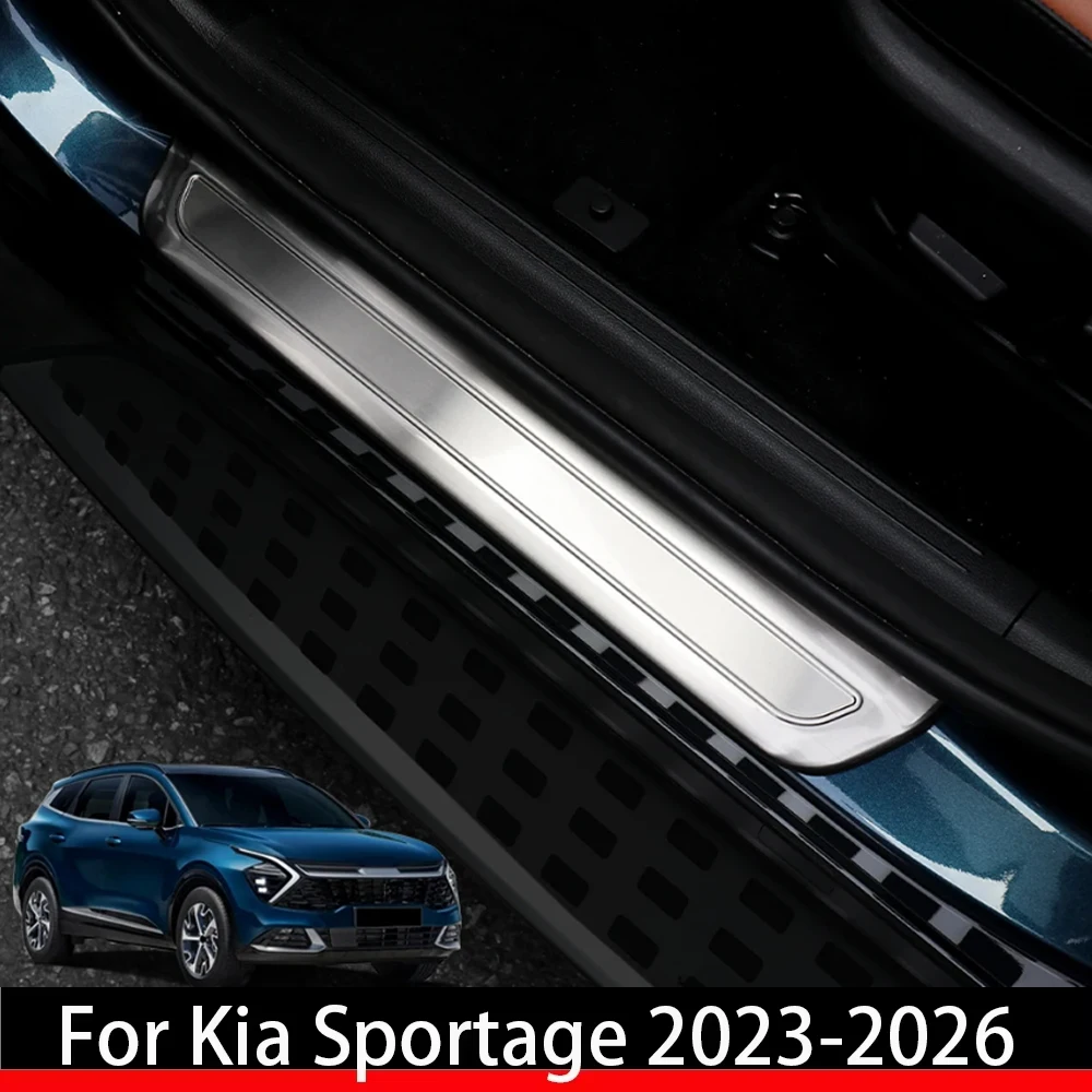 

Для Kia Sportage NQ5 2023-2026, внутренняя и наружная защитная крышка на порог из нержавеющей стали, аксессуары для накладки порога двери