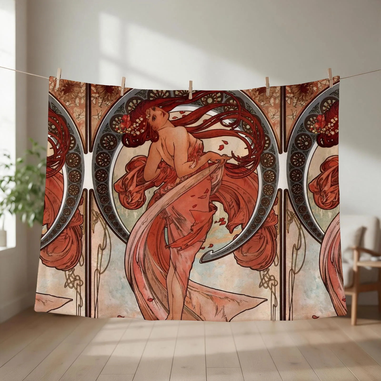 Dance,1898,Alphonse Mucha,art nouveau,litography Throw Blanket couch cozy soft plush fuzzy picnic outdoor blanket