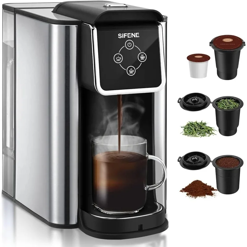 

Single Serve Coffee Maker, 3 in 1 Coffee Machine, Personal K-Pod Capsule Brewer for Ground Coffee & Loose Leaf Tea