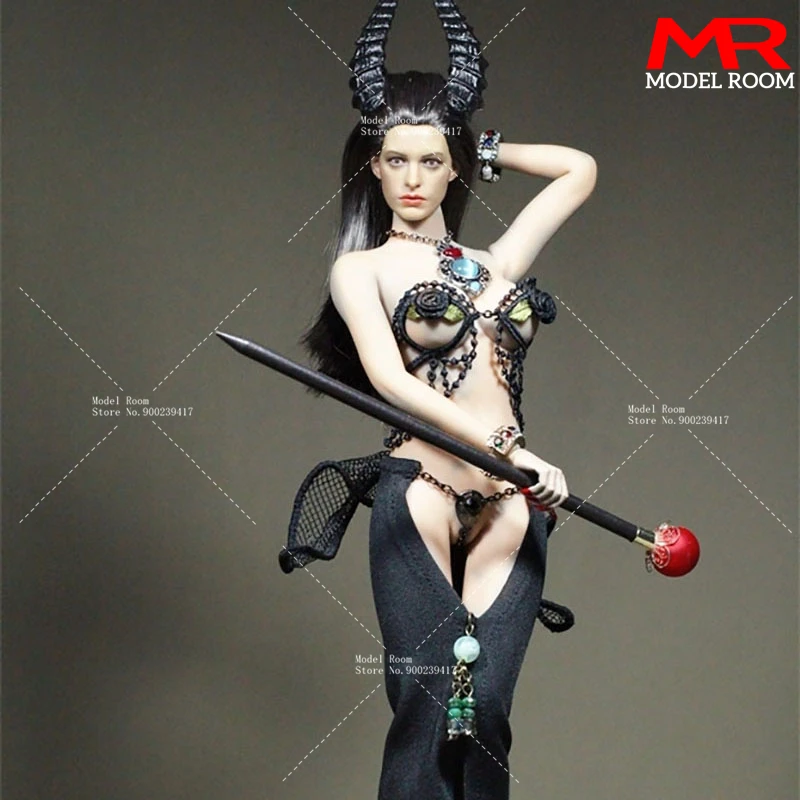 Customized 1/6 Scale Revenge Fairy Corset Slit Skirt Horns Clothes Fit 12'' TBL PH Female Soldier Big Bust Action Figure Body