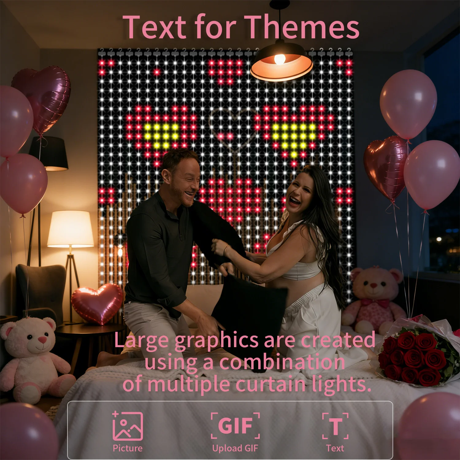 

Интеллектуальная RGB-лампа-фейерверк, меняющая цвет с синхронизацией музыки, для двора и вечеринок, на День святого Валентина, Пасху, свадьбу