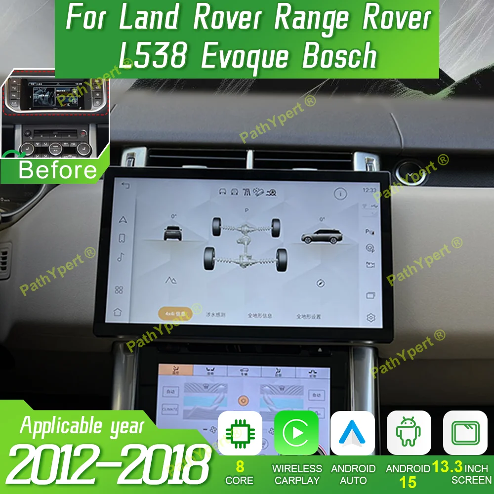 

13.3" Android 15 Carplay For Land Rover Range Rover L538 Evoque Bosch 2012-2018 Car Radio Multimedia Player GPS Auto BT Stereo