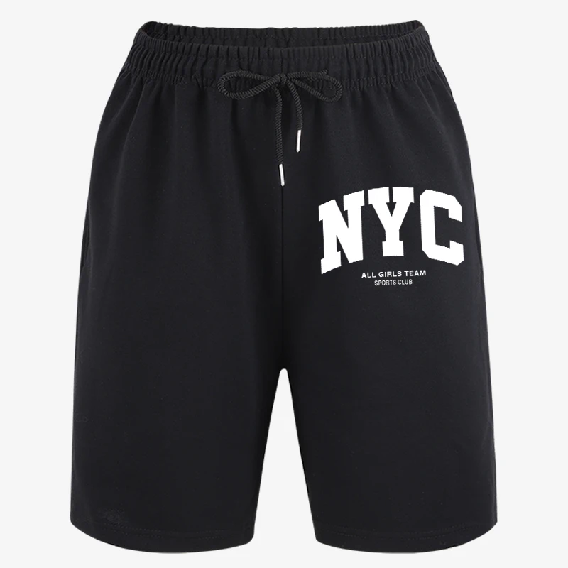 

New York City Letter Eye-Catching Print Men Commute Comfy Pants Summer Gym Casual Bottom Sport Running Shorts Stretch Short Pant