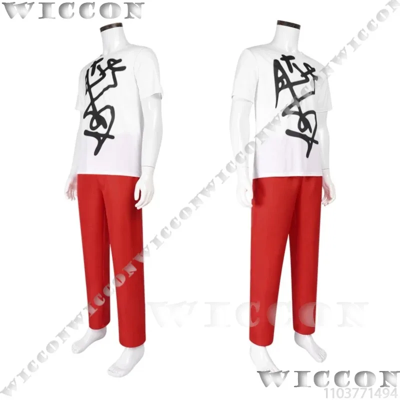 

a7d@Till Gitar Stage Performance Anime Alien Stage Cosplay Costume White Shirt Red Pant Green G Wig Prop Man Suit Halloween Cosa