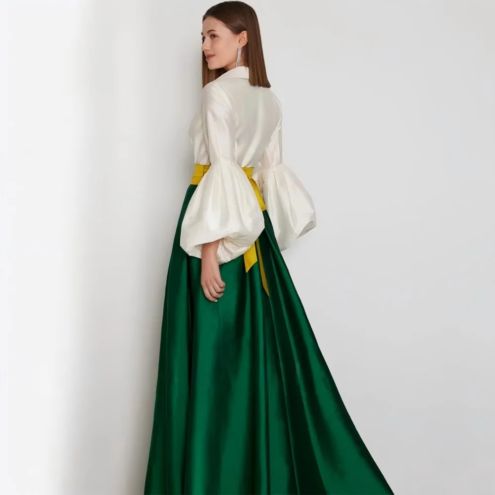 Customized Multi Color A-Line Elegant Evening Dress V Neck High Slit Long Sleeves Mother of the Bride Dress Formal Party Gowns