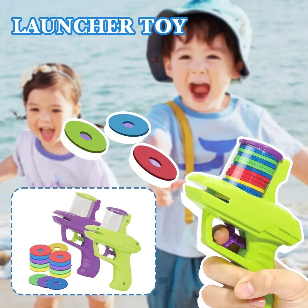 1pc enfants jeu de plein air disque pistolet jouet disque volant tir lanceur pistolet Double Parent-enfant interactif enfants jouet pour garçons cadeaux