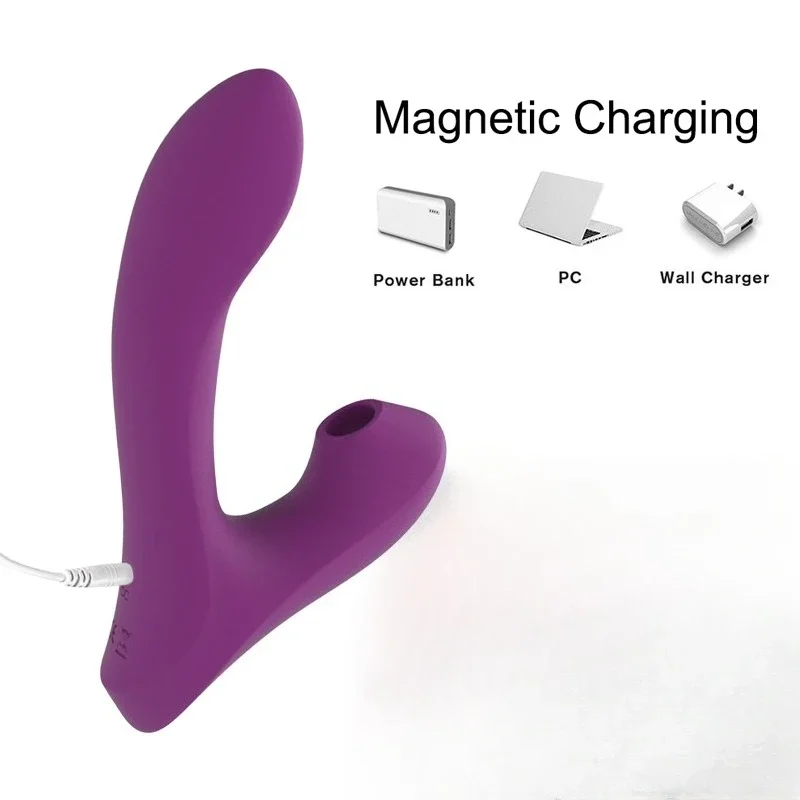 Dual-Head zuigen + vibratie vibrator - 10-speed siliconen IPX7 waterdicht, USB oplaadbare producten seksspeeltje