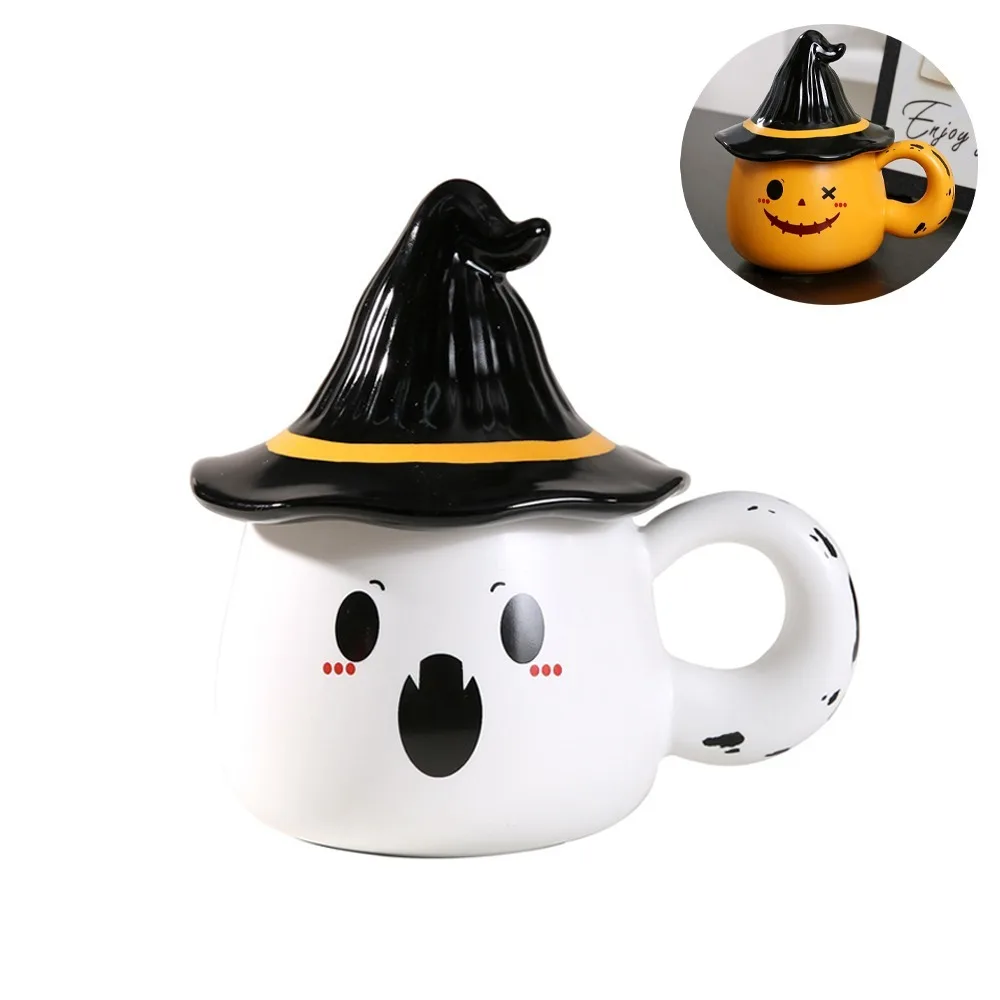 Halloween Ceramic Cup Creative Witch Coffee Cup 330ml/11Oz with Witch Hat Lid, A Thoughtful Gift for Family and Friends