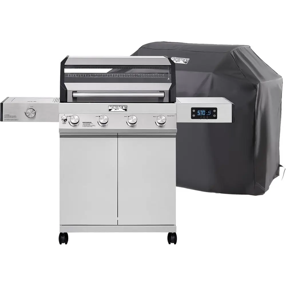 

Газовый гриль из нержавеющей стали с 4 конфорками на жидком пропане и крышкой для барбекю