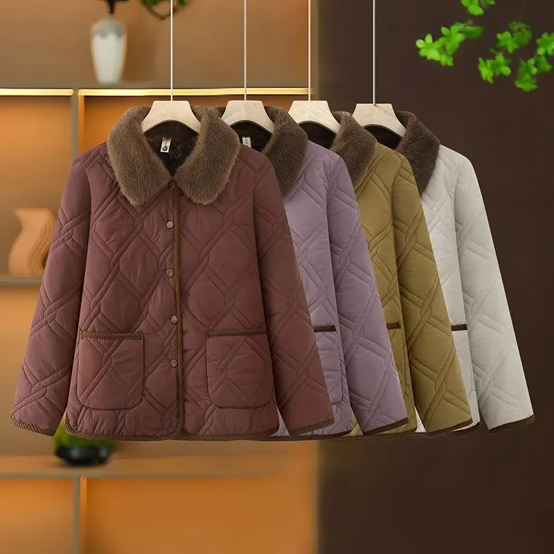 秋冬 2026 新しい綿入りジャケット女性のオーバーコートラペルルーズ暖かいショートコットンジャケットプラスベルベット厚いパーカートップス