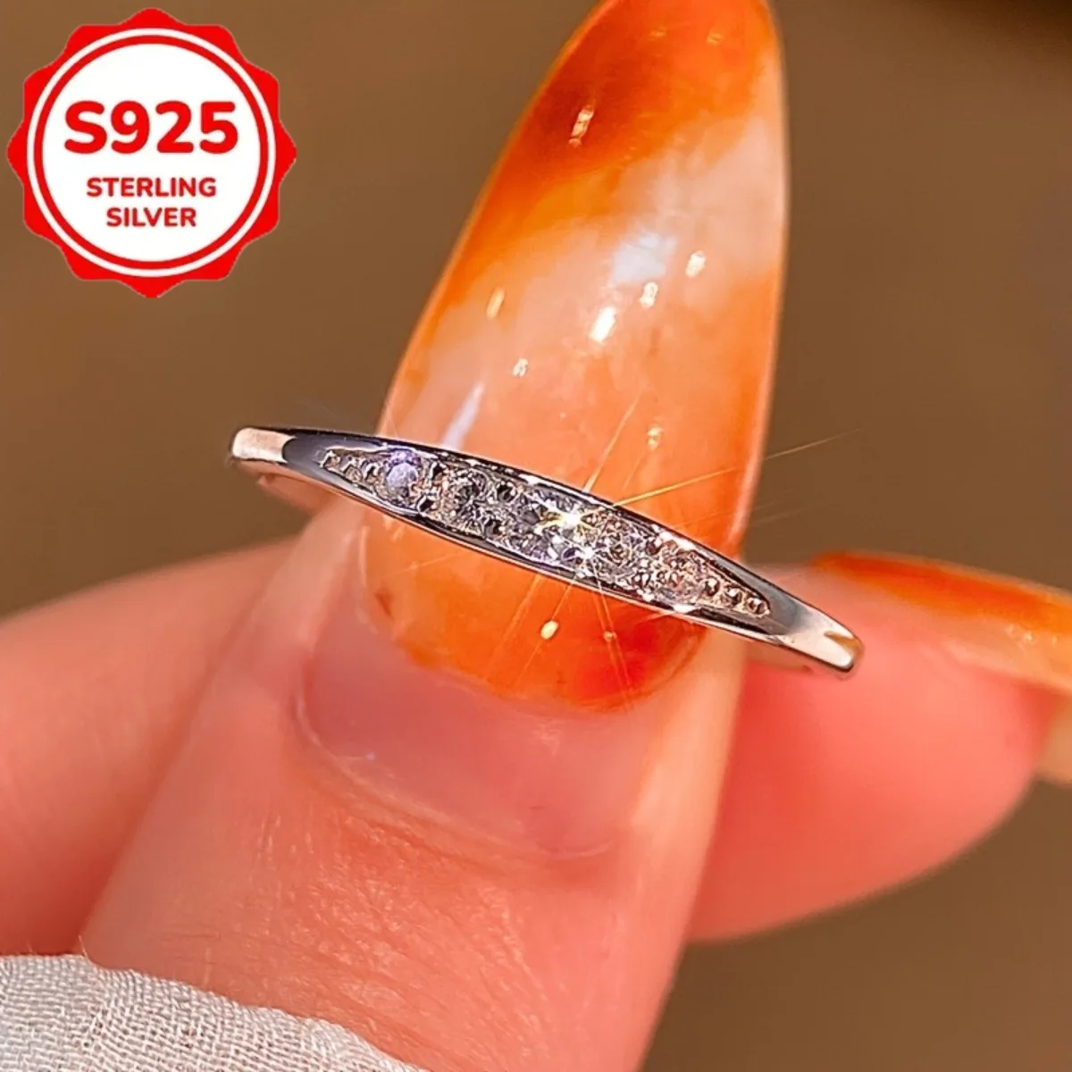 1 Elegant S925 Silver Synthetic Zircon Women's Wedding Ring Outdoor Season Jewelry Anniversary Commemorative Stacked Promise Ring Thanksgiving Valentine's Day Gift Women's Noble Luxury Bridal Jewelry Best Gift