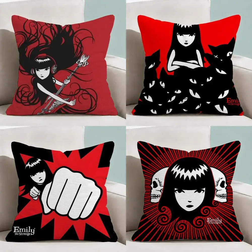Character Emily Strange Gothic Cushion Cover  Throw Pillow Soft Short Plush Cozy Durable Colorfast Sofa Bedroom Home Decor Gift