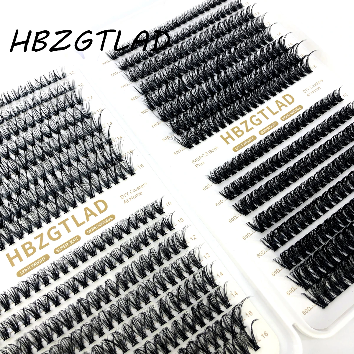 HBZGTLAD 640pcs 30D/40D/50D/60D 10-16mm Individual Lashes Eyelash Book Clusters Extensions False Eyelash DIY at Home Cluster Eye