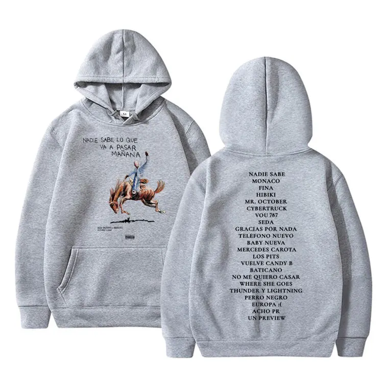 Rapper Slechte Bunny Nadie Sabe Lo Que Va Een Pasar Mañana Muziek Album Hoodie Mannen Hip Hop Hoodies Oversized Sweatshirt Mannelijke Streetwear