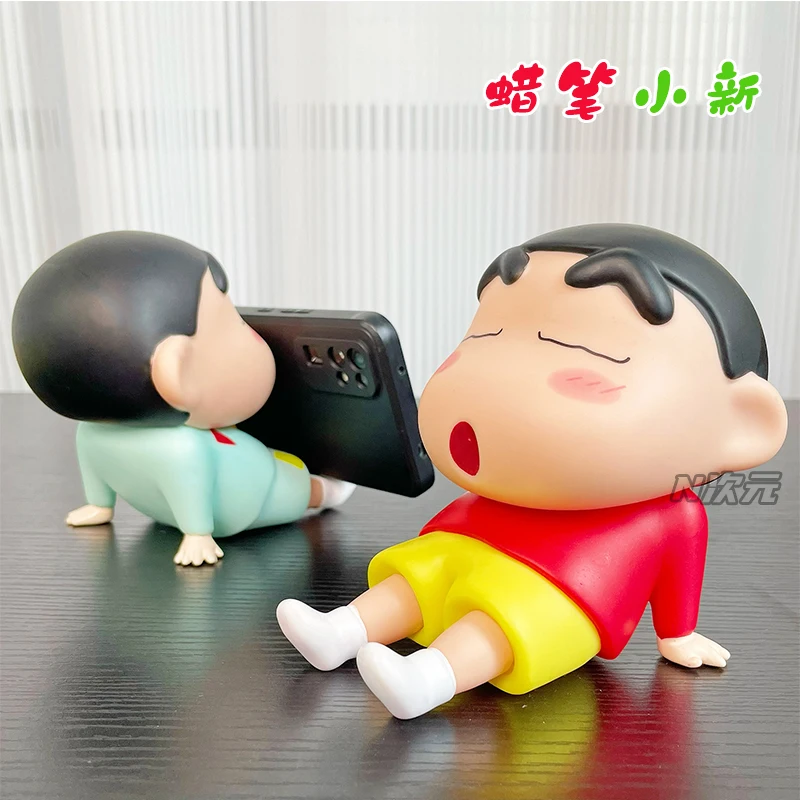 Crayon Shin Chan Mobile Phone Holder Cute Anime Desktop Ornament Figure Cute Doll Anime Trendy Gift Mobile Phone Holder