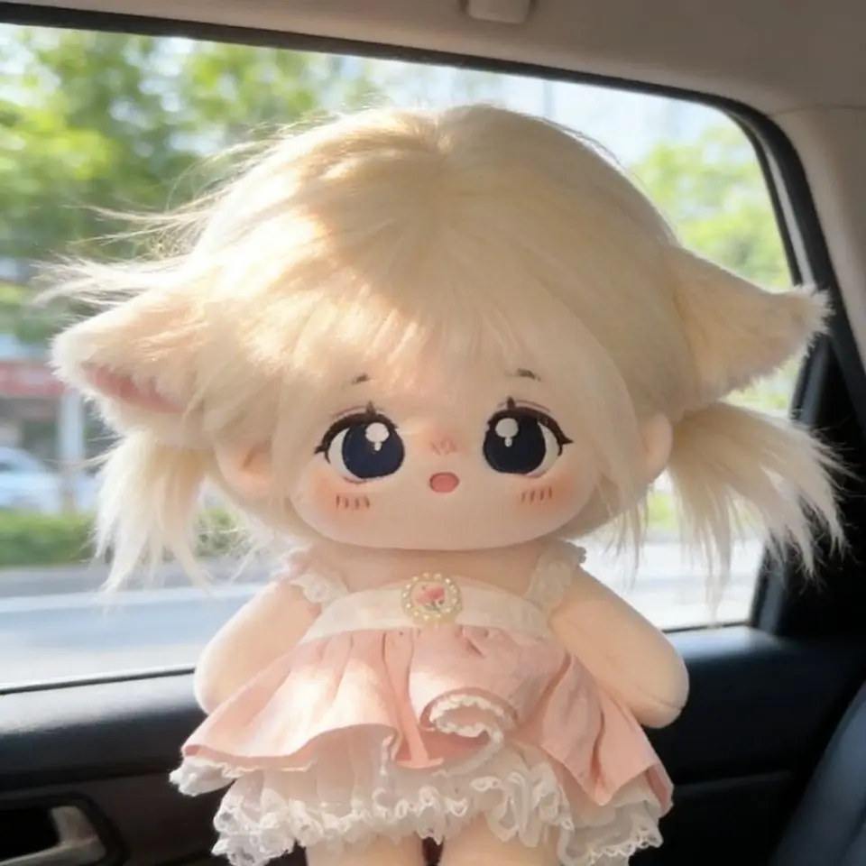 Stuffed Animals Mewu 20cm Nude Anime Cotton Doll Super Cute High-value Plush Toy with Detachable Elastic Band Cat Ears Gift
