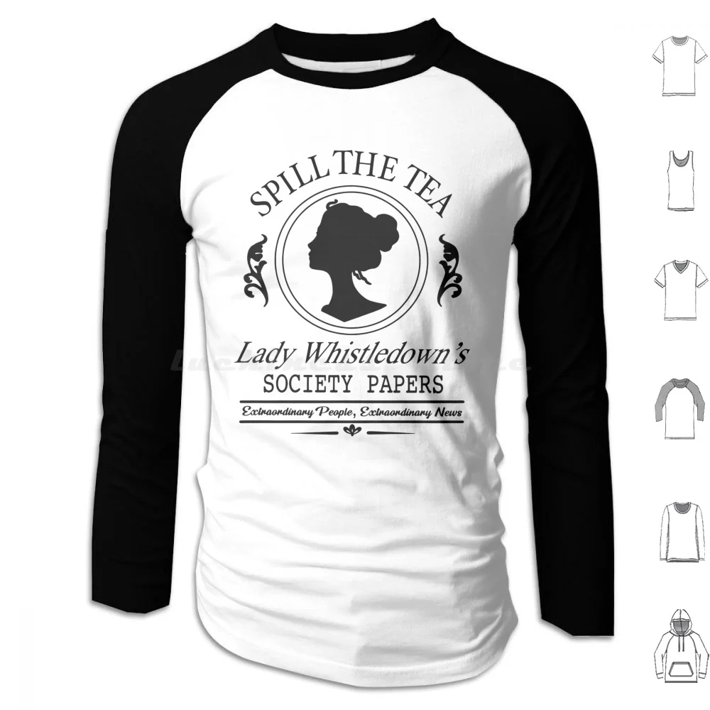 Spill The Tea Lady Whistledown's Vintage 2 Hoodies Long Sleeve Social Season Tea Spill Tea Queen Charlotte Penelope