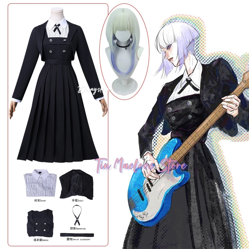 

코스프레-Anime Rock Lady's Shiraya Tamaki Cosplay Costumes Black School Uniform Jirai Kei Women's Dresses Halloween Disguise Suits