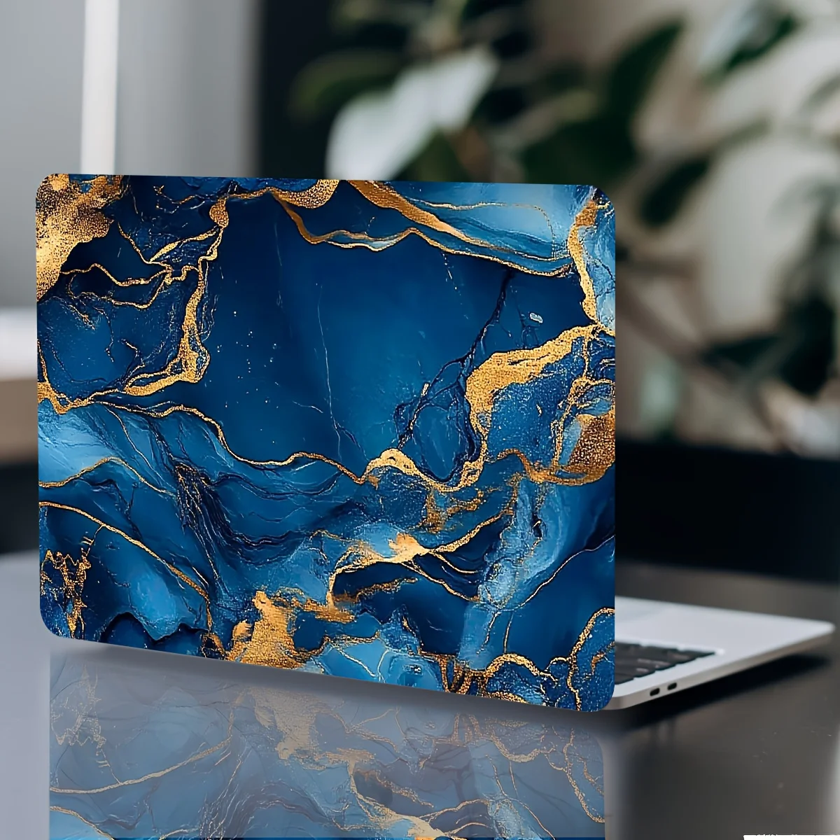 2 Blue and Gold Marble Patterned Vinyl Laptop Skins for Laptop, Car, Helmet, Motorcycle, Refrigerator Trim