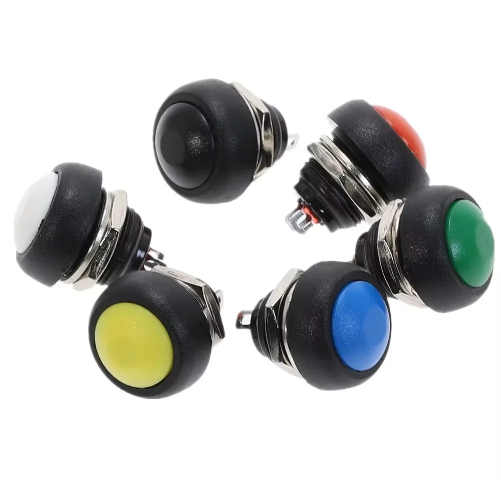 10 pcs 2-contact mini switch 12mm 1A waterproof switch PBS-33B 12V instant button reset switch without lock PBS-33B