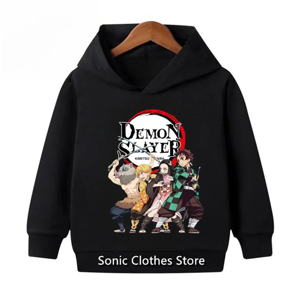 Kids Demon Slayer Hoodie Kids 3-14 Years Clothes Suitable Baby Girl Long Sleeve Hoodie Anime Yaiba Manga Pullover Sweater