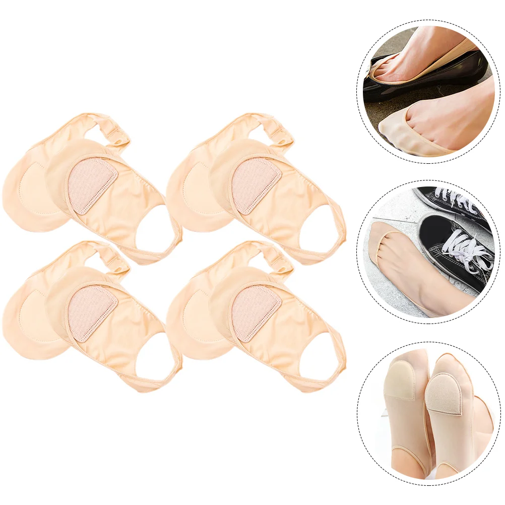 

4 Pairs Non Slip Socks Half Skin-friendly for High Heel Lining 15X7CM Invisible Sweat Absorbing Palm Women Sling Miss Women's