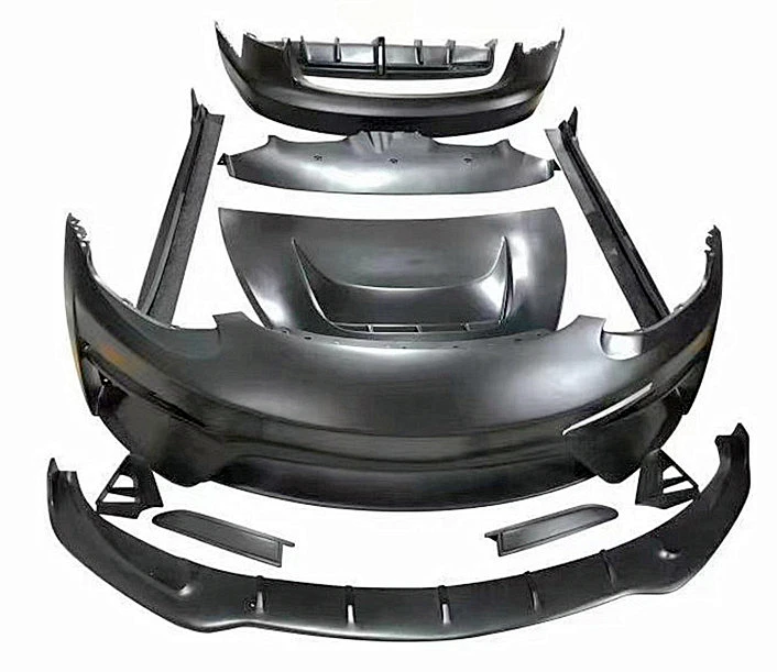 Robot-style fiberglass or semi-carbon fiber front and rear bumper side skirt extensions rear spoiler hood for the Model 3