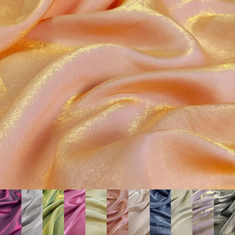 100*150cm Glazed Silk Satin Gradient Fabric Hanfu Dress Wedding Dress Shiny Baby Clothes DIY Sewing Cloth 50*150cm