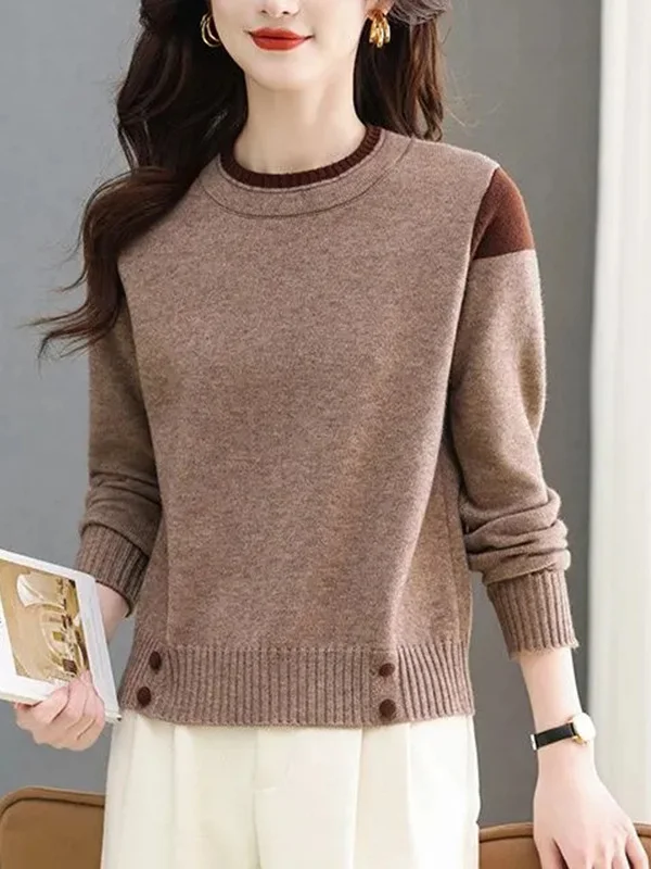 Damen Faionable Ort Round Ne Strickpullover Farbe Blo Base Layer Top Warme Winterkleidung Lässige bequeme Passform