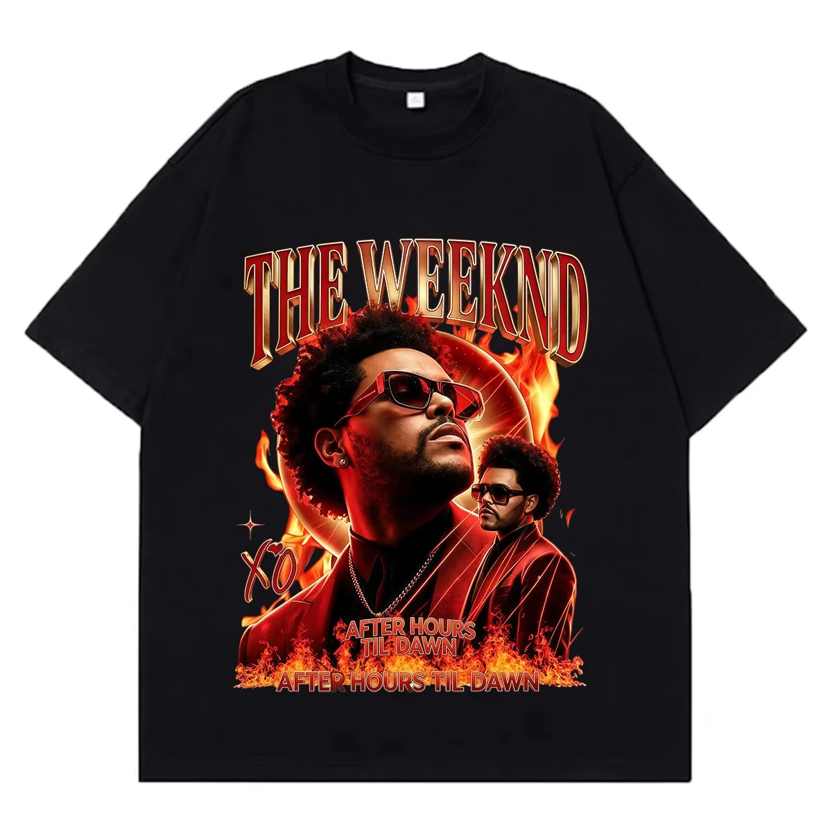 The Weeknd After Hours Til Dawn 2026 Tour Graphic Print T‑Shirt, Unisex Fashion Short‑Sleeve Pure Cotton Loose Vintage T-shirt