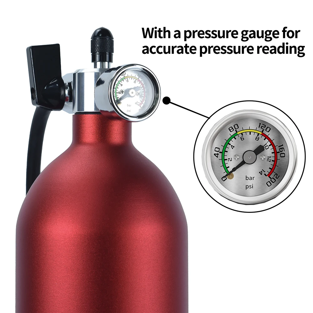 Ctrepower Tyre Air bottle Tire Booster with Valve Gas Cylinder Pressure Gauge For Bike Vacuum Tubeless Tire MTB Road RoInflator