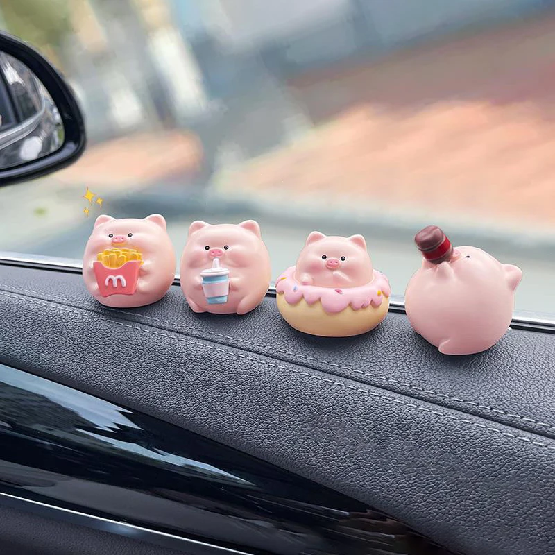 Cute Cartoon Pig Car Ornament Creative Car Center Console Car Interior Dashboard Decoration Car Accessories