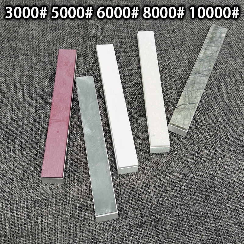 1/2/3/5pcs 3000/5000/10000# Natural Agate Sharpening Stone With Aluminum Base For Precision Knife Polishing And Edge Honing Tool