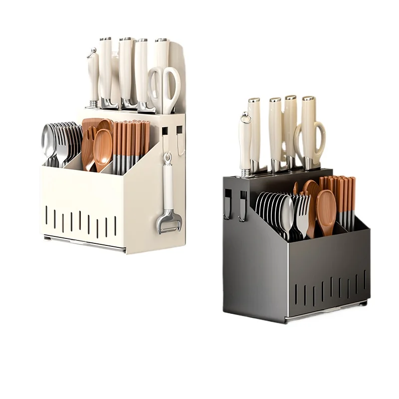kitchen-knives-chopsticks-baskets-multi-functional-punch-free-knife-holders-integrated-wall-mounted-storage-racks
