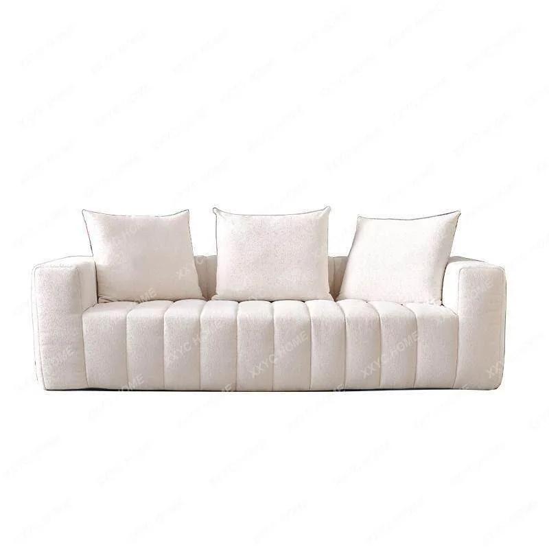 

DBCompressed sofa - modern minimalist fabric cream style "tofu block" sofa for living room