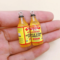 10pcs Mini Apple Cider Vinegar Resin Earring Charms Funny Cute Miniature Drink Bottle Keychain Pendant Diy Craft Jewelry Make