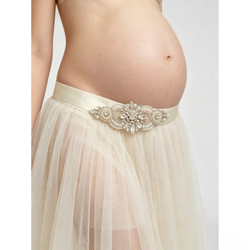 Crystal Maternity Waist Belt – Elegant Pregnancy Photography Accessory for Bride Baptism Photoshoot & Studio Props