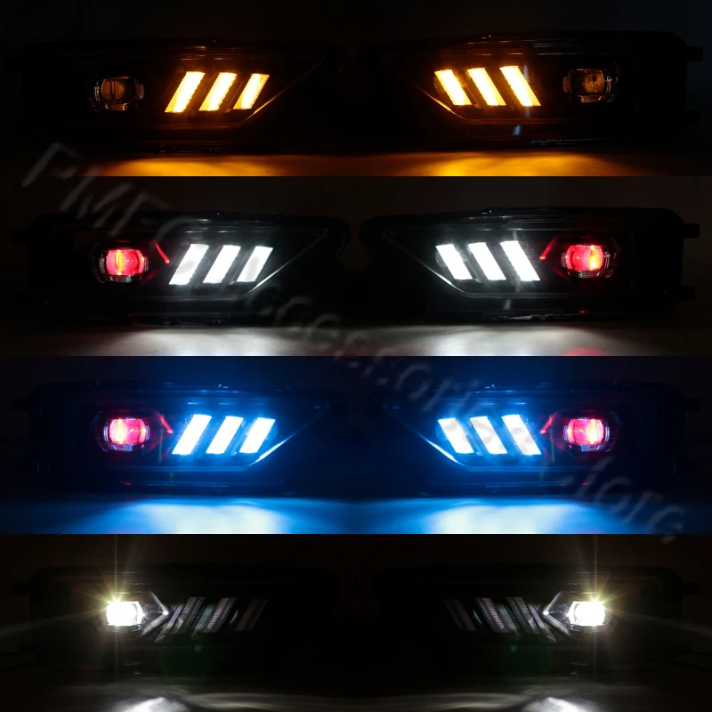 DRL Daytime Running Light Driving Fog Lamp Turn Signal LIght With Line White Yellow Blue For Volkswagen VW Amarok 2016-2020