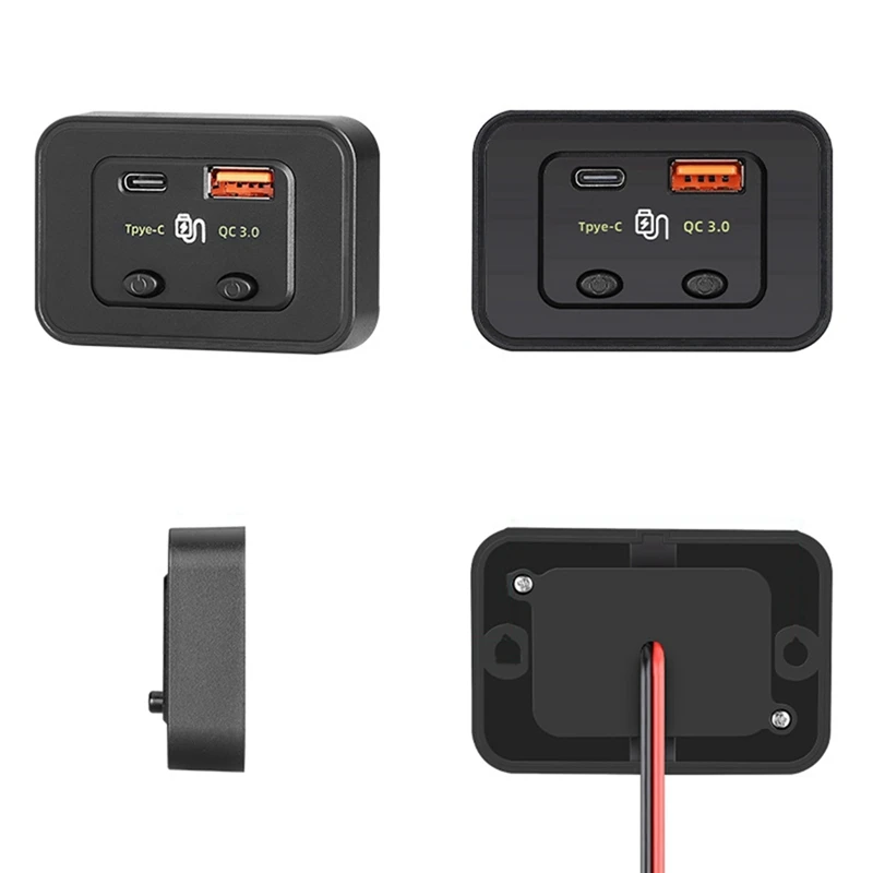 RISE-48W Dual Switch Fast Charging PD Modified QC Car Mobile Phone Charger 12V24V Suitable For Car RV Bus Bus Ship image 4