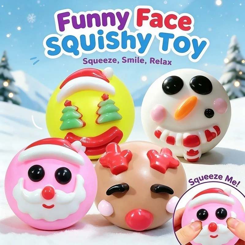Christmas Limited Edition DIY Ugly Face Dog Squishy Squeeze Ball Stress Relief Slow Rebound Detachable Funny Sensory Toy Gift