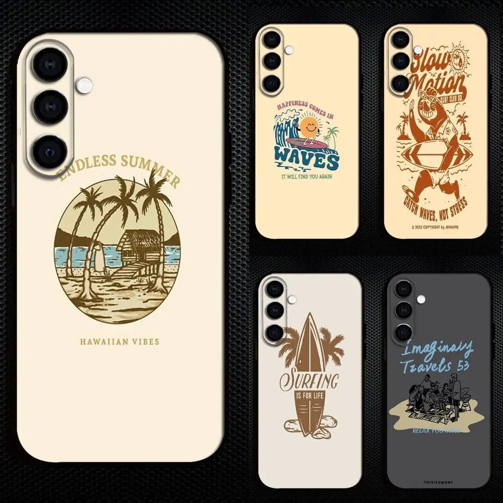 

Summer Beach Logo Phone Case For Samsung Galaxy A73,A72,A71,A70,A53,A52,A51,Others Soft Black Cover