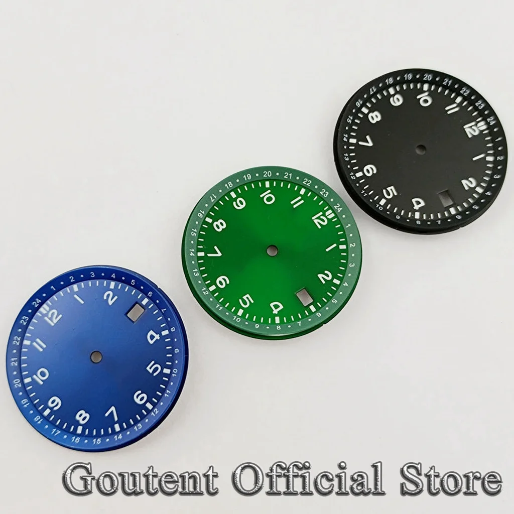 Goutent 33.5mm Sterile Green Luminous Watch Dial Black Blue Green Dial Fit NH35 NH36 Automatic Movement Watch Accessories