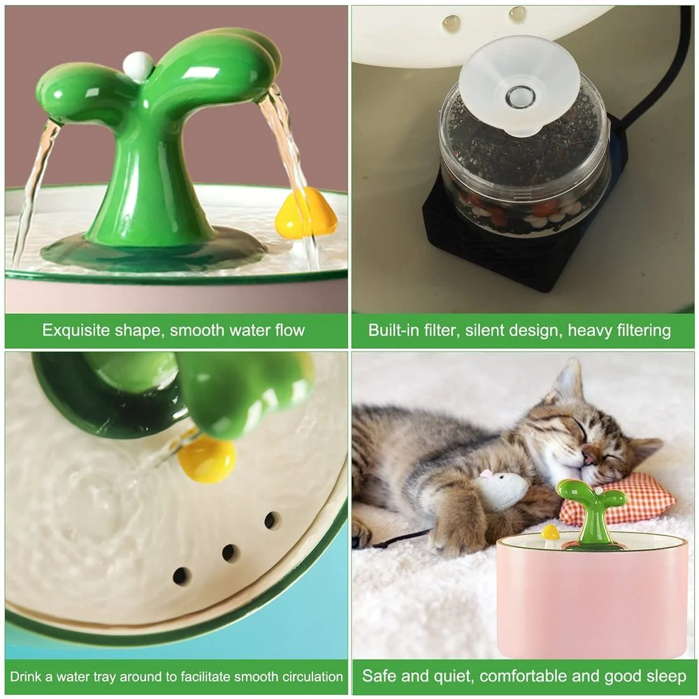 1L 1.5L Automatic Cat Water Fountain Electric Ceramic Pet Water Dispenser Dog Filter Drinker Pet Drinking Feeder with Quiet Pump