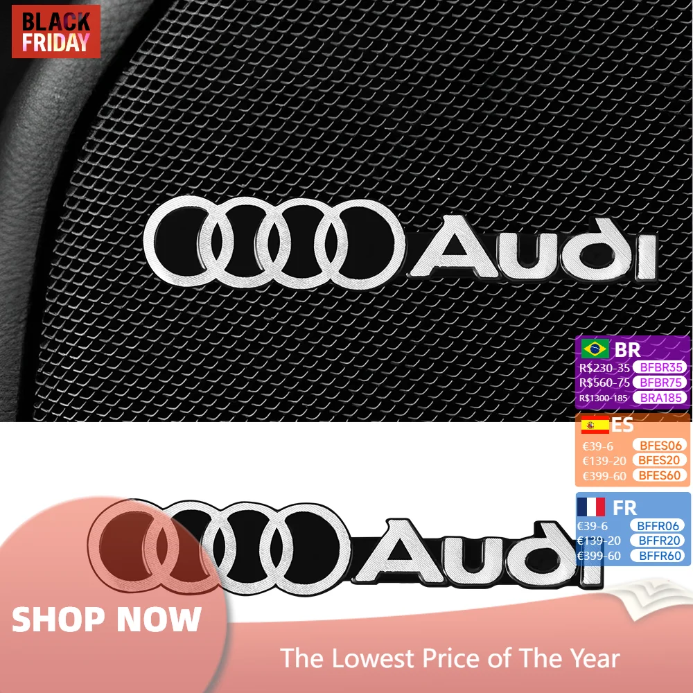 Car Styling 3D Metal alloy Speaker Audio Stickers Badge Emblem Decal For Audi A3 A4 B8 A5 B7 A1 C7 8I kuga A7 TT Q7 S3 Sportback 