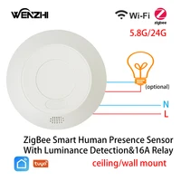 ZigBee/WiFi MmWave Radar presencia del cuerpo humano Sensor de movimiento para interruptor de luz detección de luminosidad 110/220V Tuya Smart Life Home