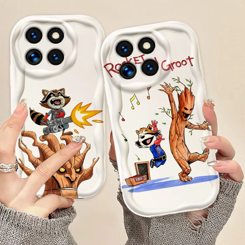 Marvel Rocket Bear Cartoon Cool For Xiaomi Mi 14 12 12T 11 Lite Poco M6 X6 X5 X4 X3 M3 F4 Pro GT NFC 5G Wave Oil Funda