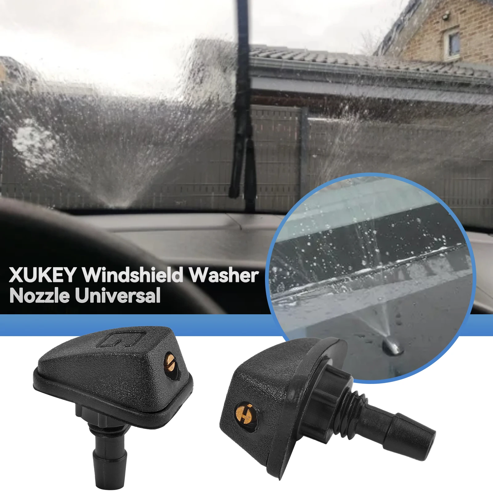 2 Pcs/Set Car Universal Front Windshield Wiper Nozzle Jet Sprayer Kits Sprinkler Water Fan Spout Cover Washer Outlet Adjustment