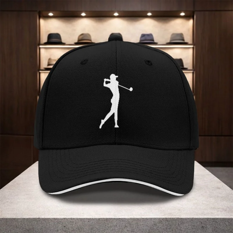 Golf Swing Design Adjustable Baseball Cap for Men and Women, Casual Dad Hat, All-Season Headwear, Multiple Colors